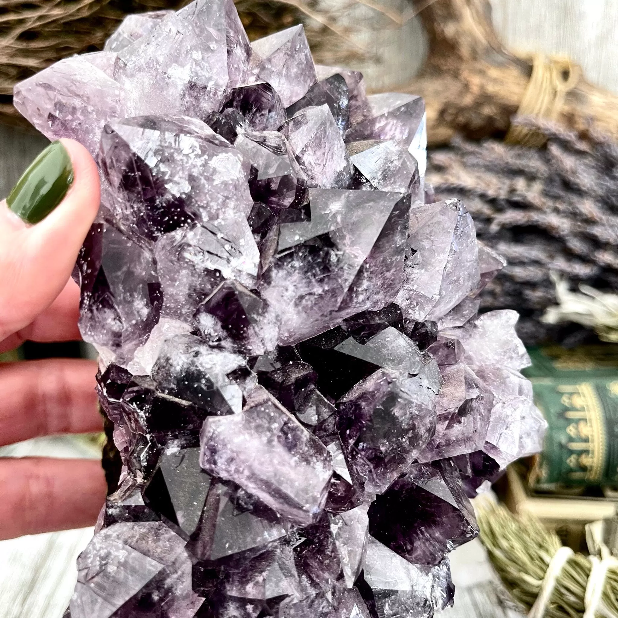 Large Purple Amethyst Crystal Druzy Cluster With Stand / FoxlarkCrystals