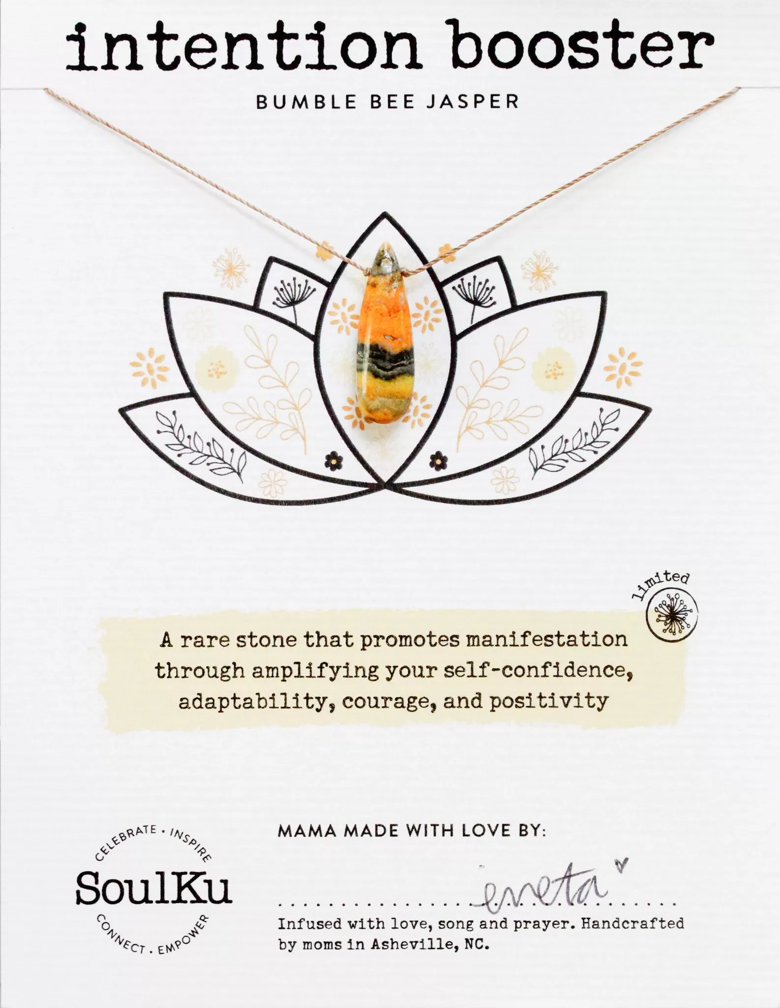 Limited Edition Necklace in Bumble Bee Jasper for Intention Booster