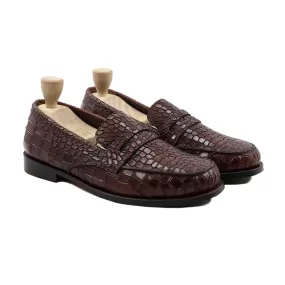 Logatec - Dark Brown Crocodile Printed Loafer