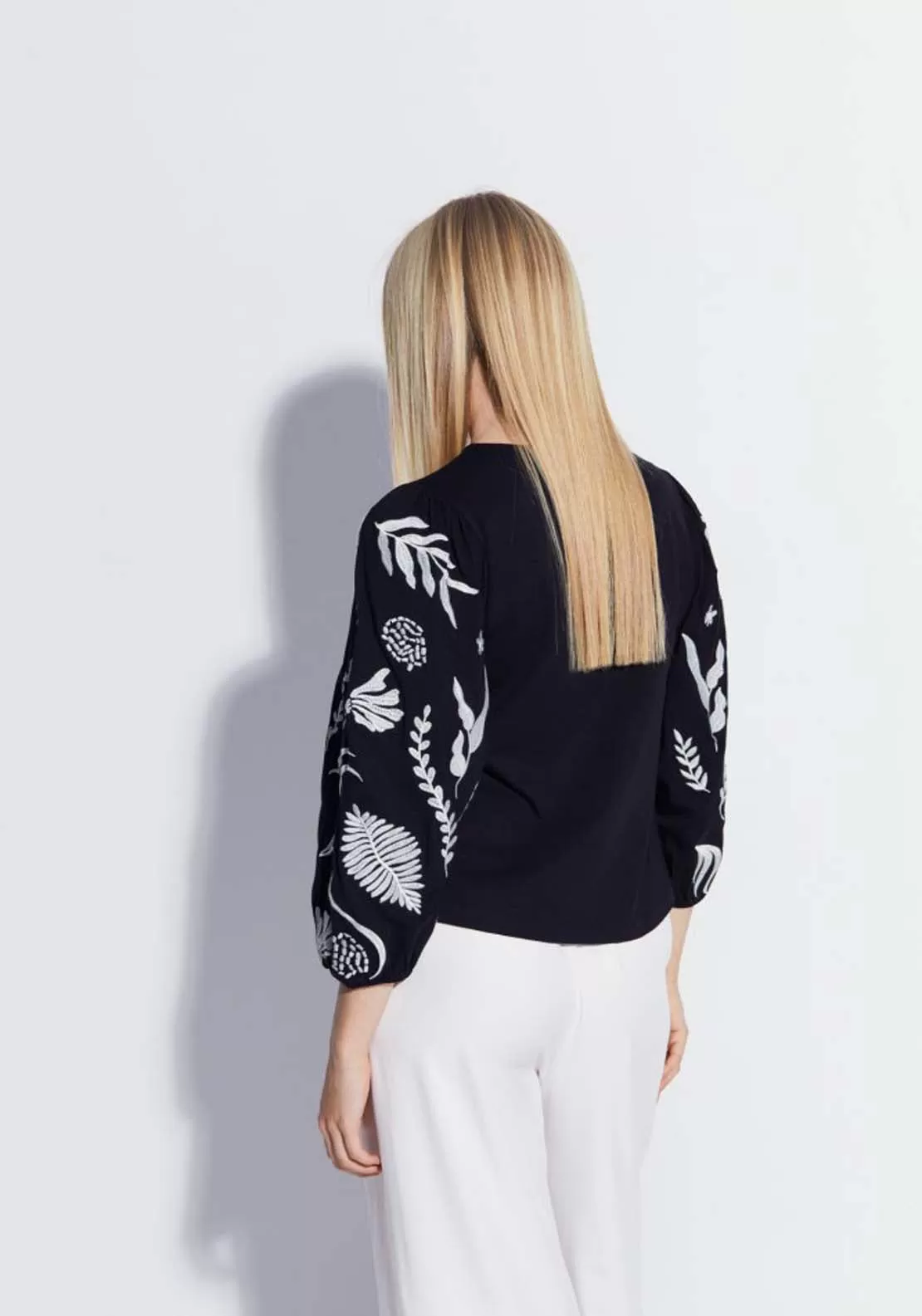 Long Sleeve Front Embroidered Top