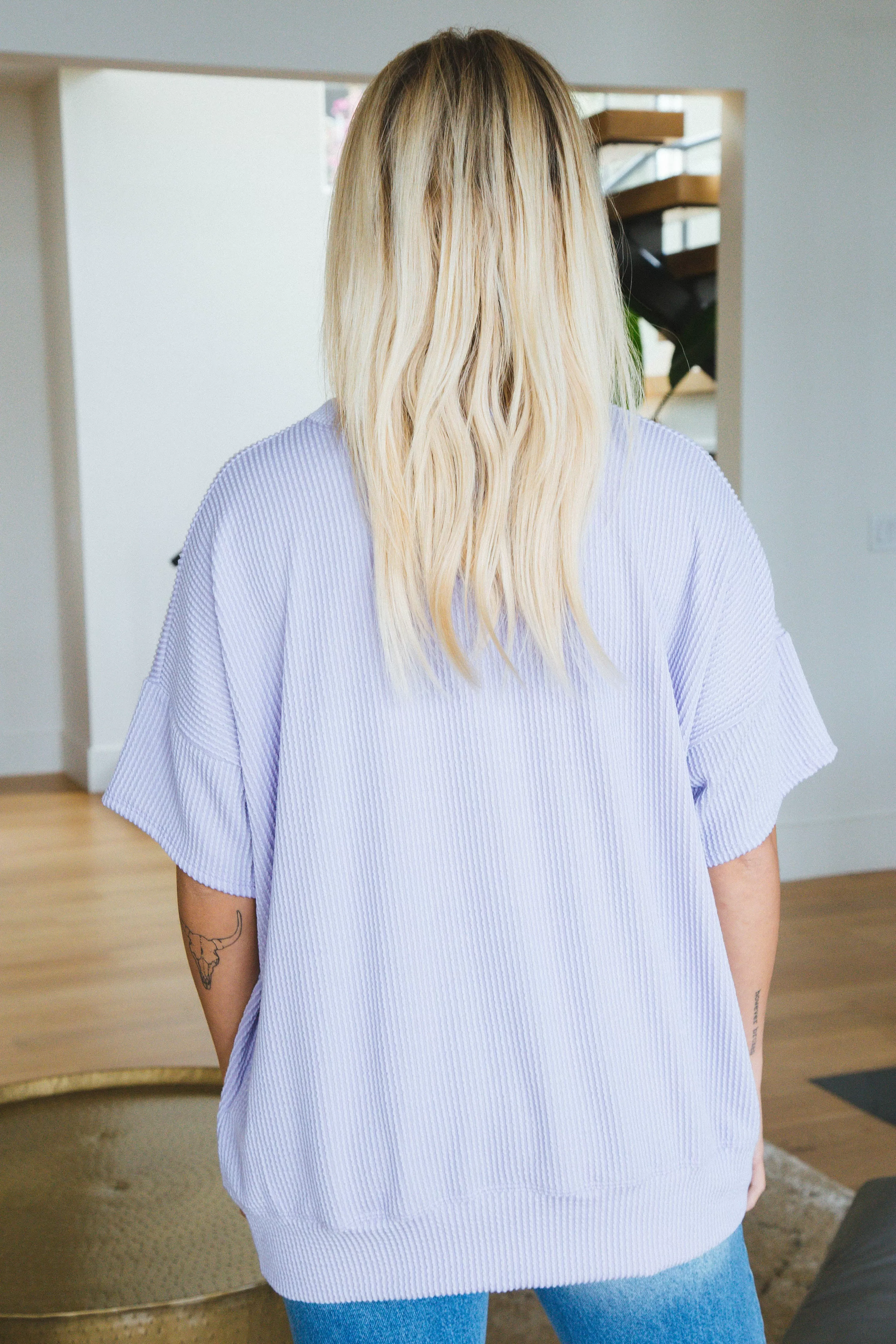 Maya Oversized Wave Rib Top, Lavender