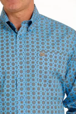 MEN'S CINCH MEDALLION PRINT BUTTON-DOWN WESTERN SHIRT