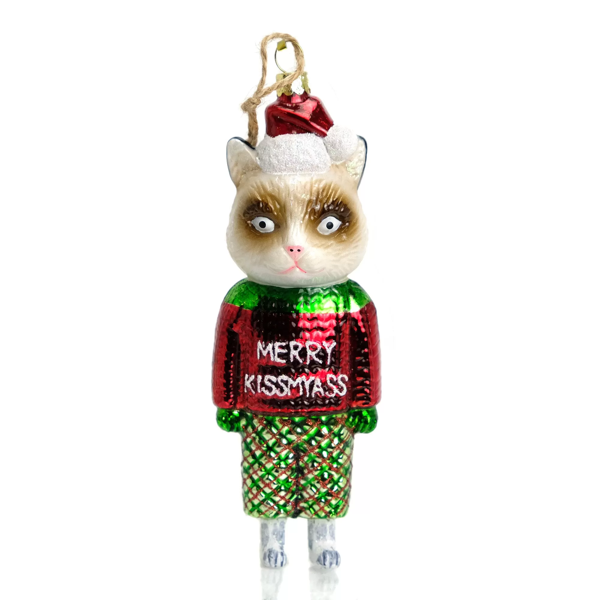 Merry Kissmyass Cat Ornament