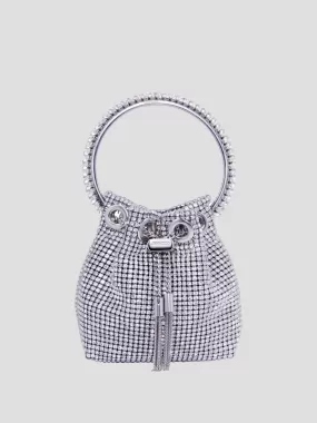 Micro Bon Bon Crystal Mesh Bucket Top-Handle Bag