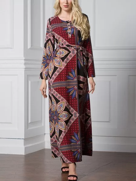 Moriah Tile Printed Maxi Abaya Dress