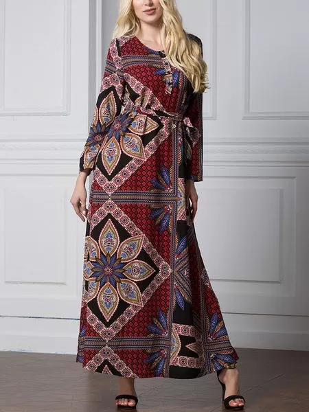 Moriah Tile Printed Maxi Abaya Dress