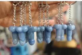 Natural Blue Aventurine Crystal Gemstone Penis keychain