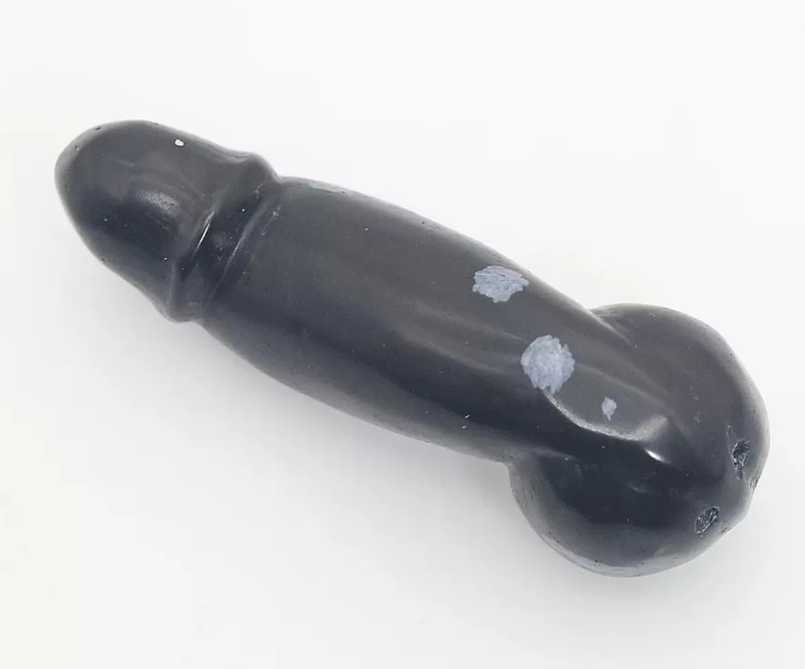 Natural Snowflake Obsidian Carved Crystal Penis Figurine