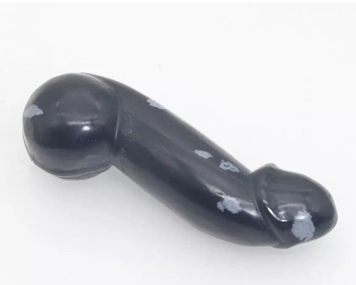 Natural Snowflake Obsidian Carved Crystal Penis Figurine