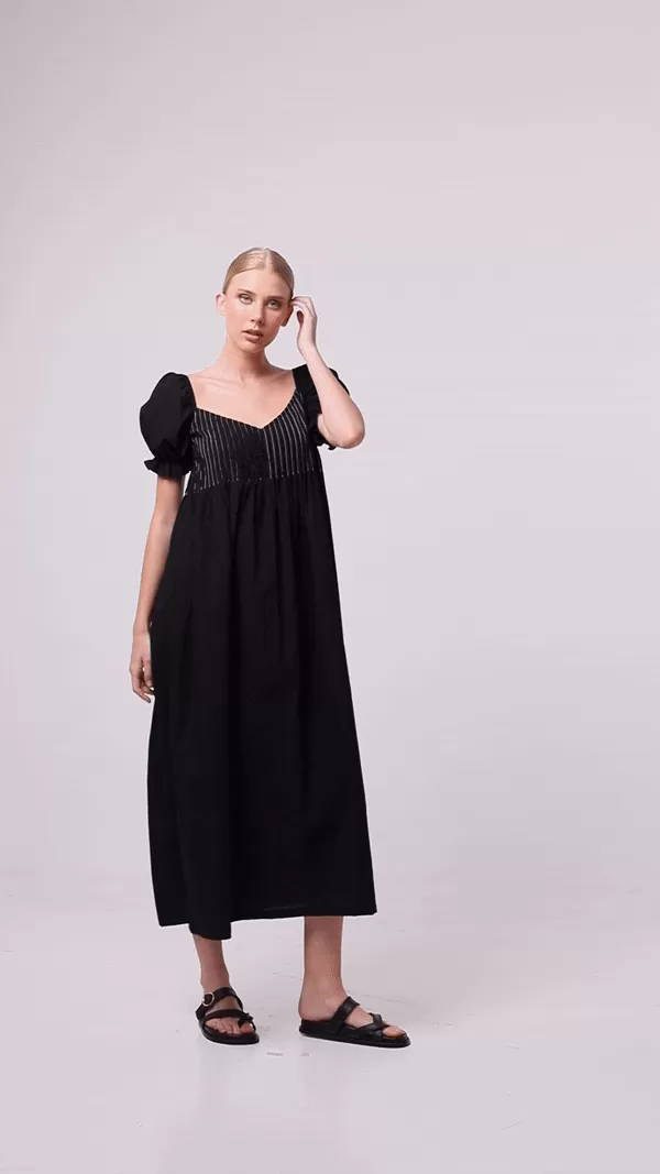 New Love Dress - Black with White Stitching