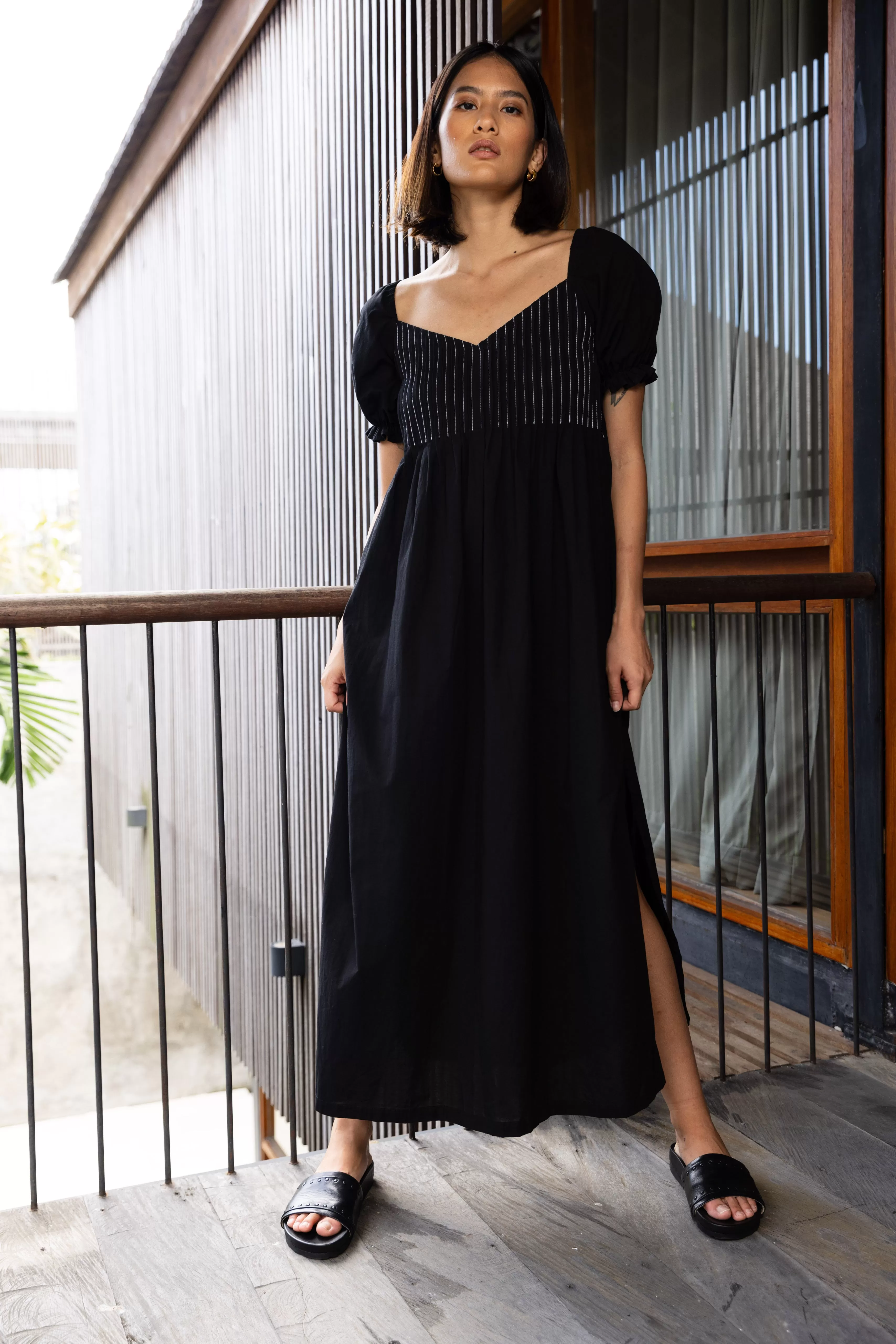 New Love Dress - Black with White Stitching