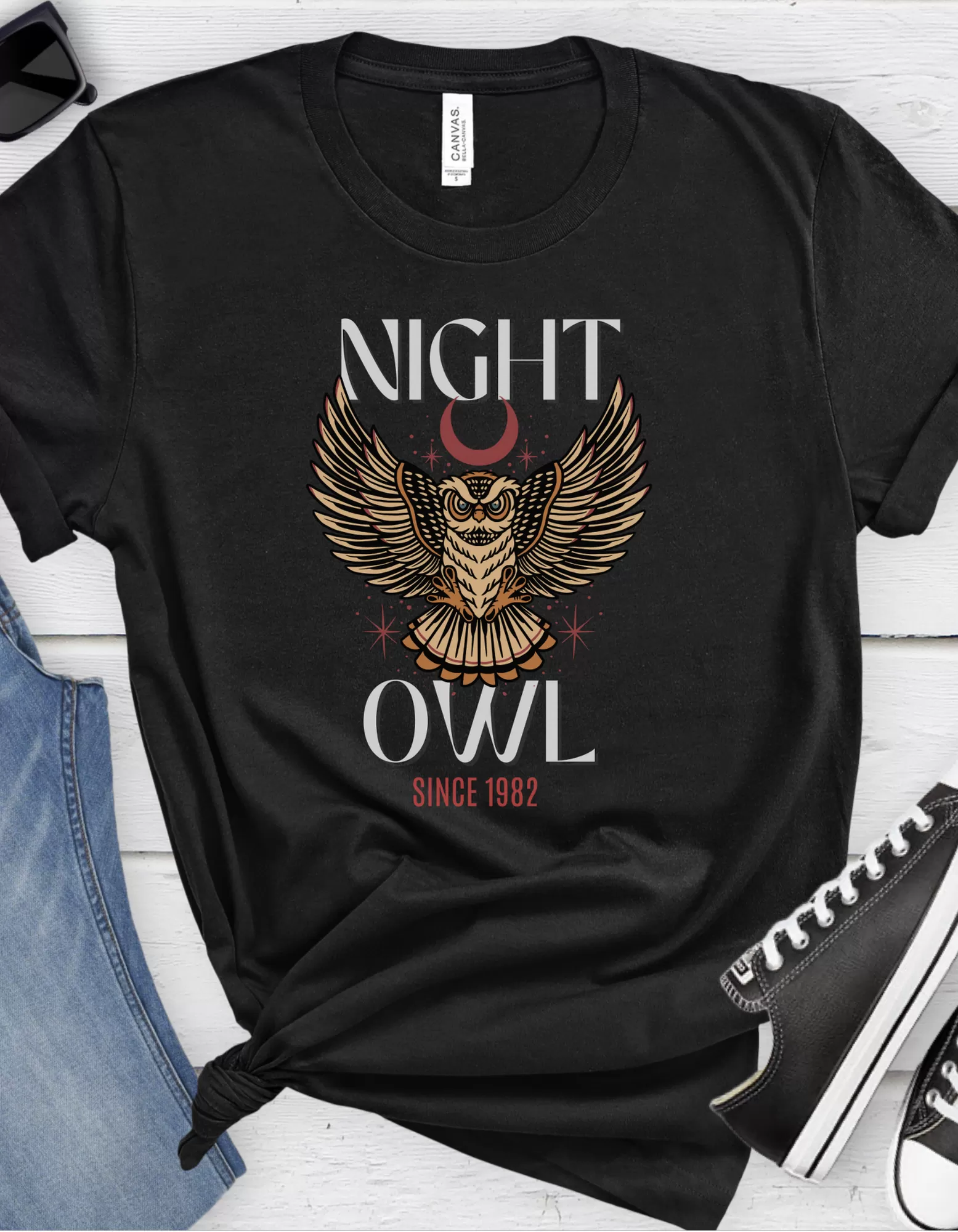 Night Owl Tattoo T-shirt / Traditional Tattoo Tee Shirt / Punk Rock Clothing Tshirt Rockabilly Psychobilly Freak Goth