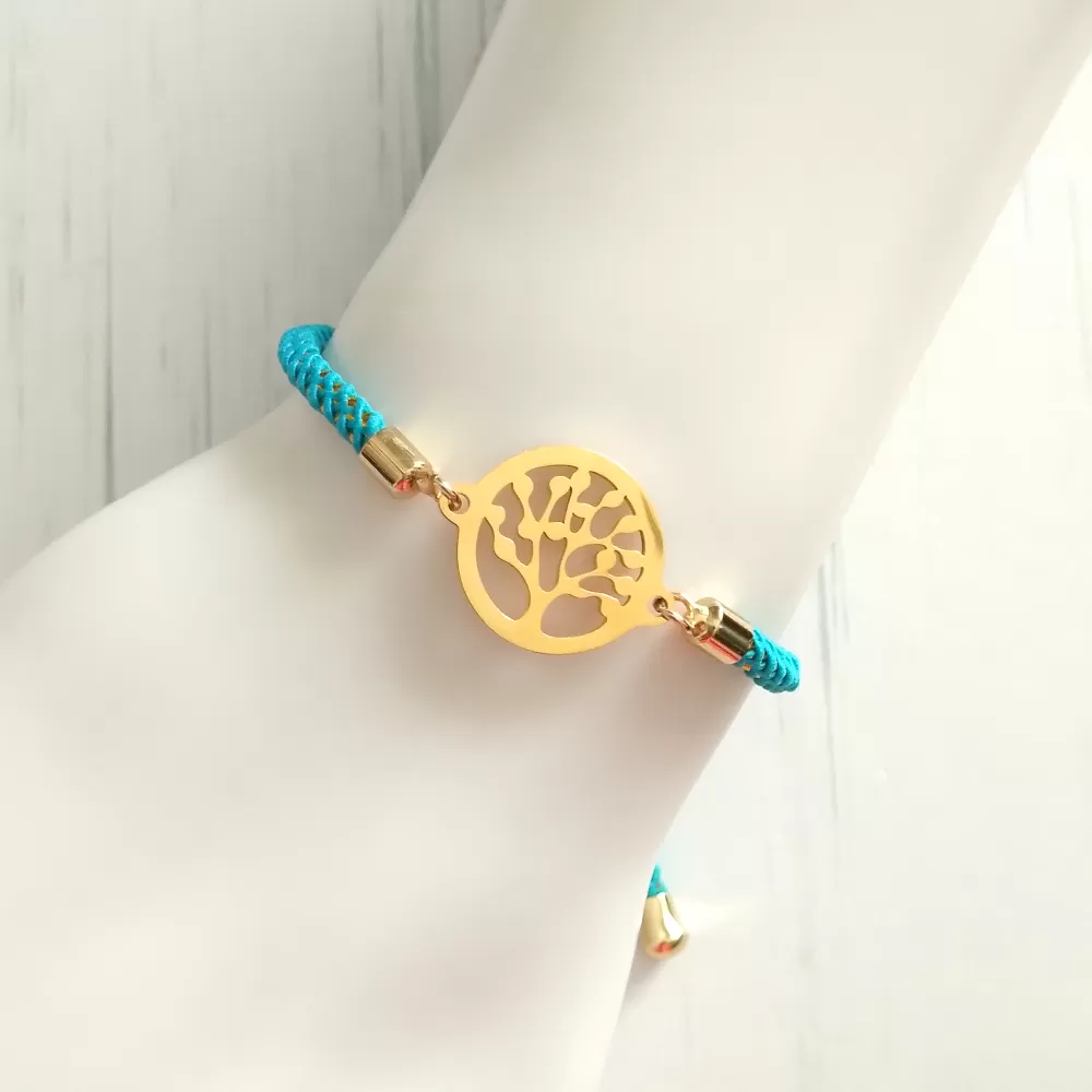 Olivia Tree of Life Metallic Corded Slider Bracelet