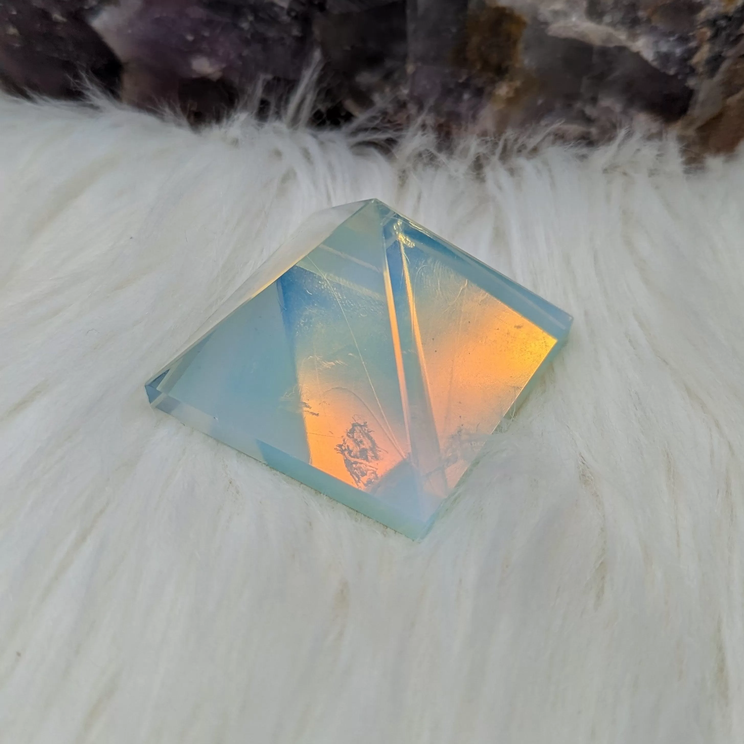 Opalite Glass Pyramid Carving