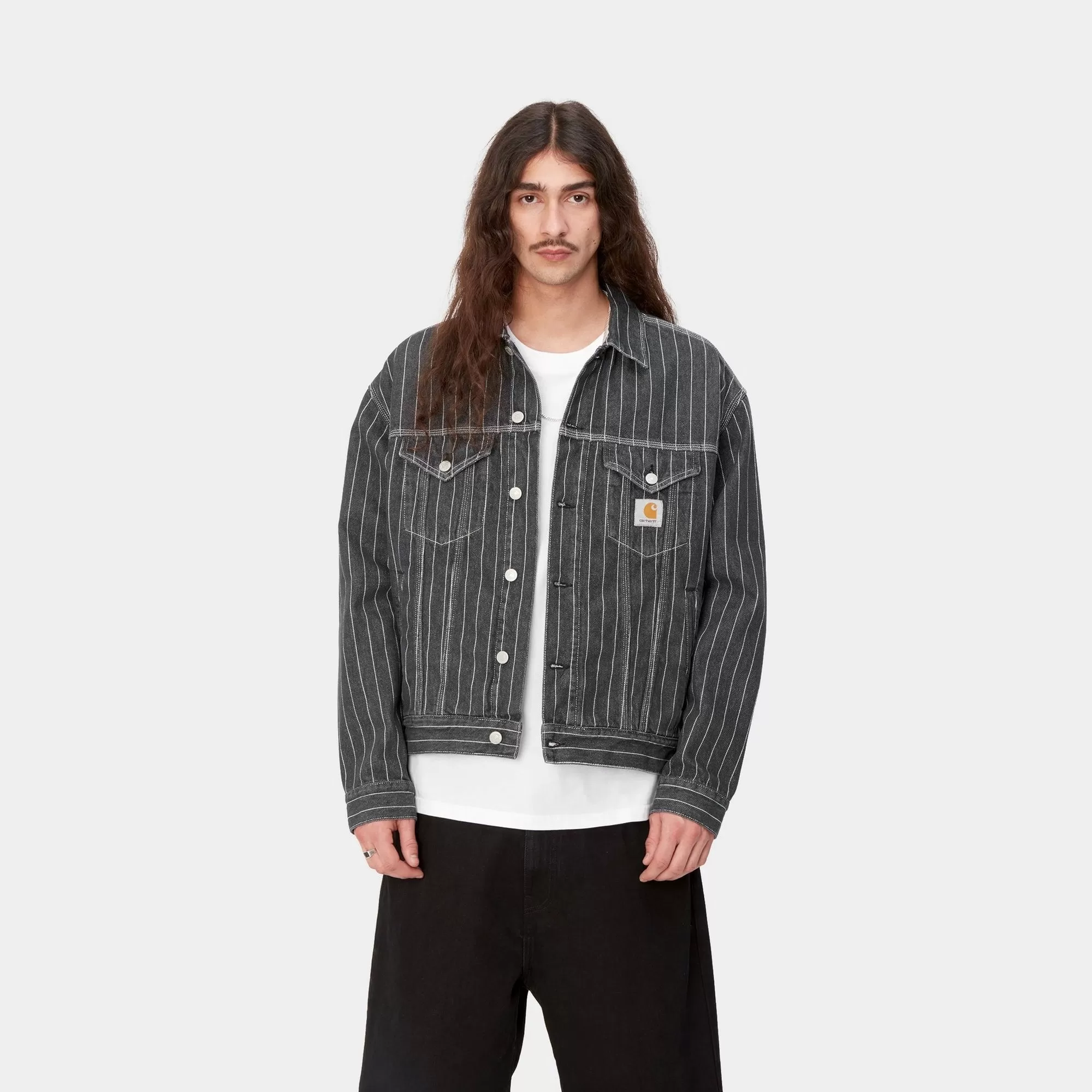 Orlean Stripe Jacket | Black / White (stone washed)