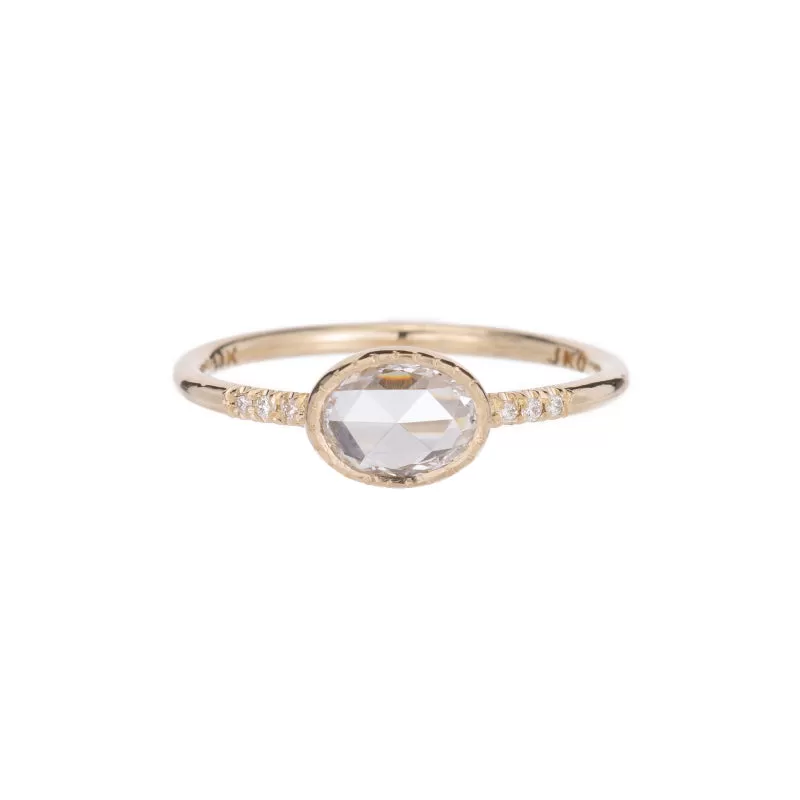 Oval Rose Cut Diamond Equilibrium Ring