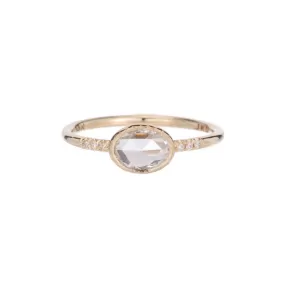 Oval Rose Cut Diamond Equilibrium Ring