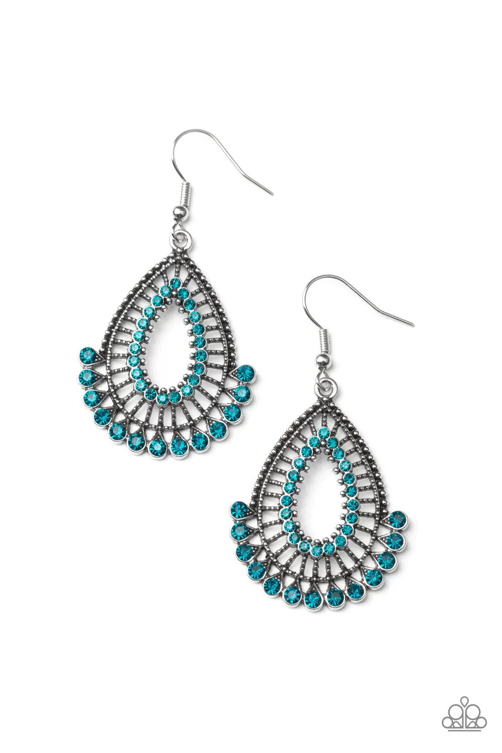 Paparazzi Castle Collection - Blue Rhinestone Earrings