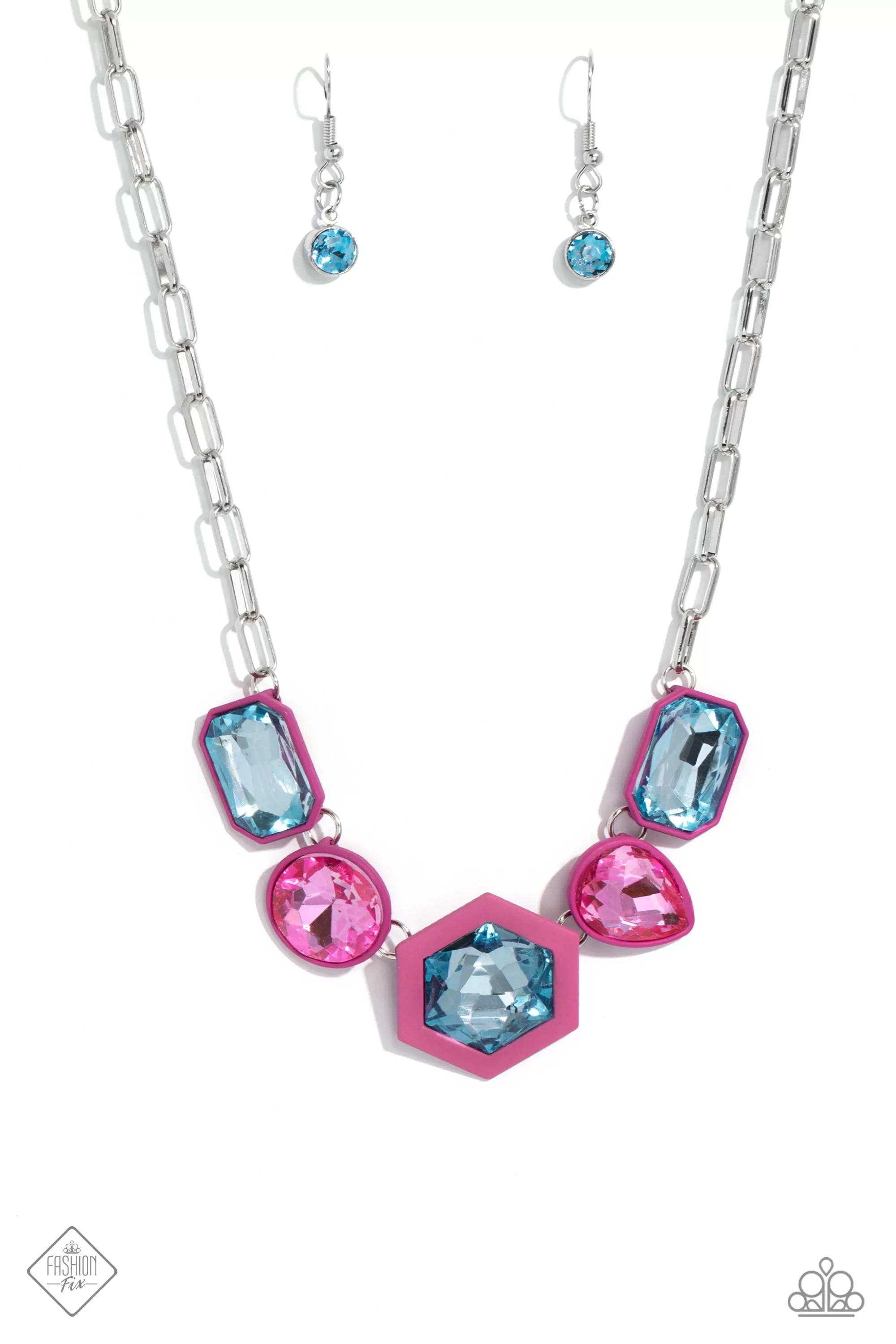 Paparazzi Evolving Elegance Pink Fashion Fix Necklace & Earring Set