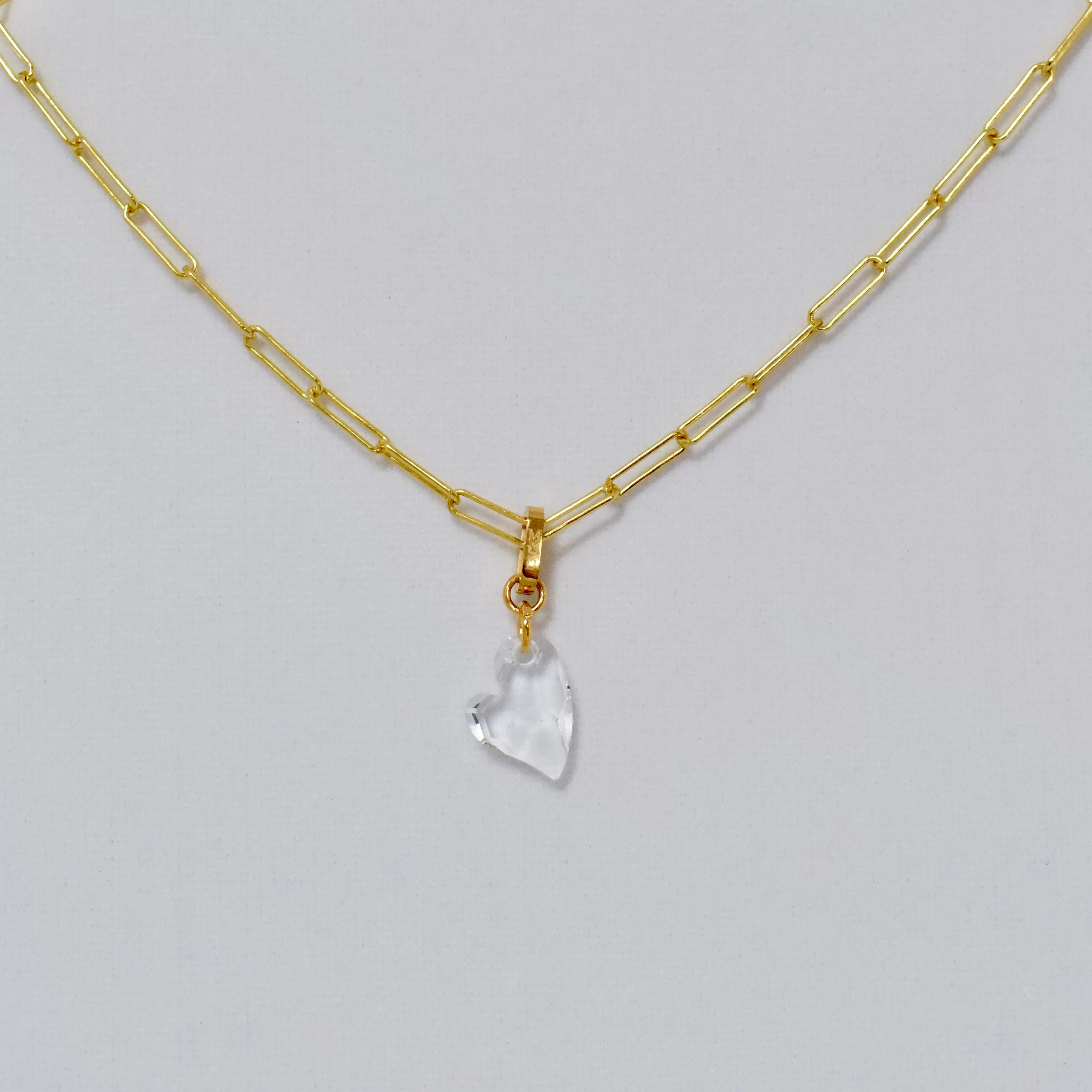 Paperclip Ari Small Cupid Crystal Heart Necklace