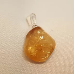 Pendant, Citrine - Tumbled