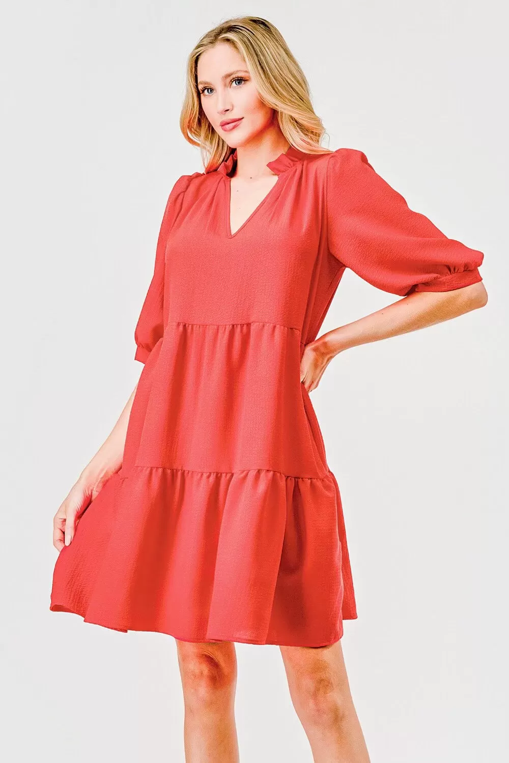 PI Alicia Tiered Puff Sleeve Dress