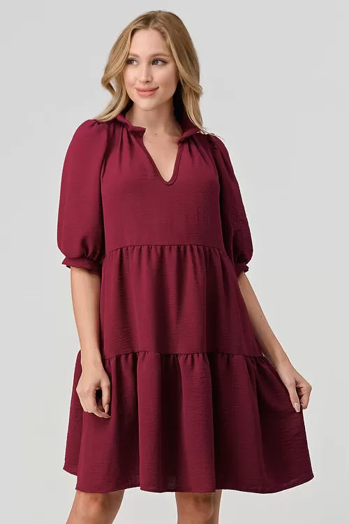 PI Alicia Tiered Puff Sleeve Dress