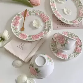 Pink Retro Roses Cup and Saucer ON1460