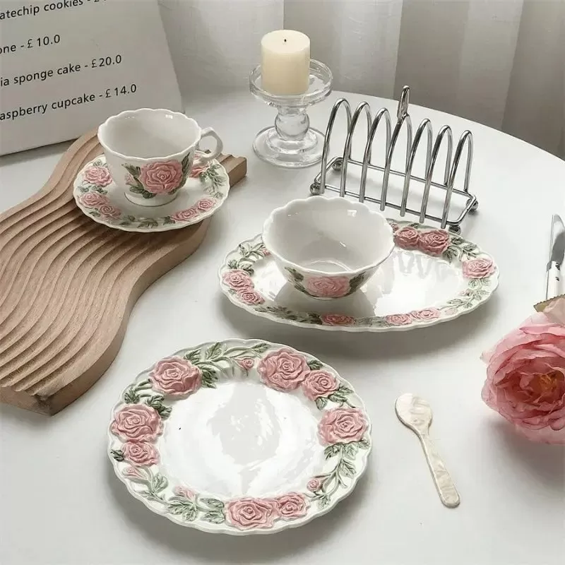 Pink Retro Roses Cup and Saucer ON1460