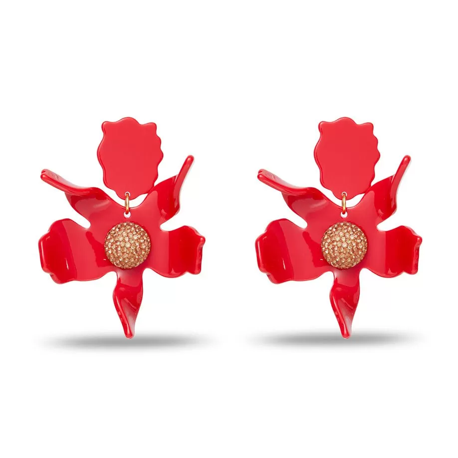 *PRE-ORDER* SCARLET CRYSTAL LILY EARRINGS