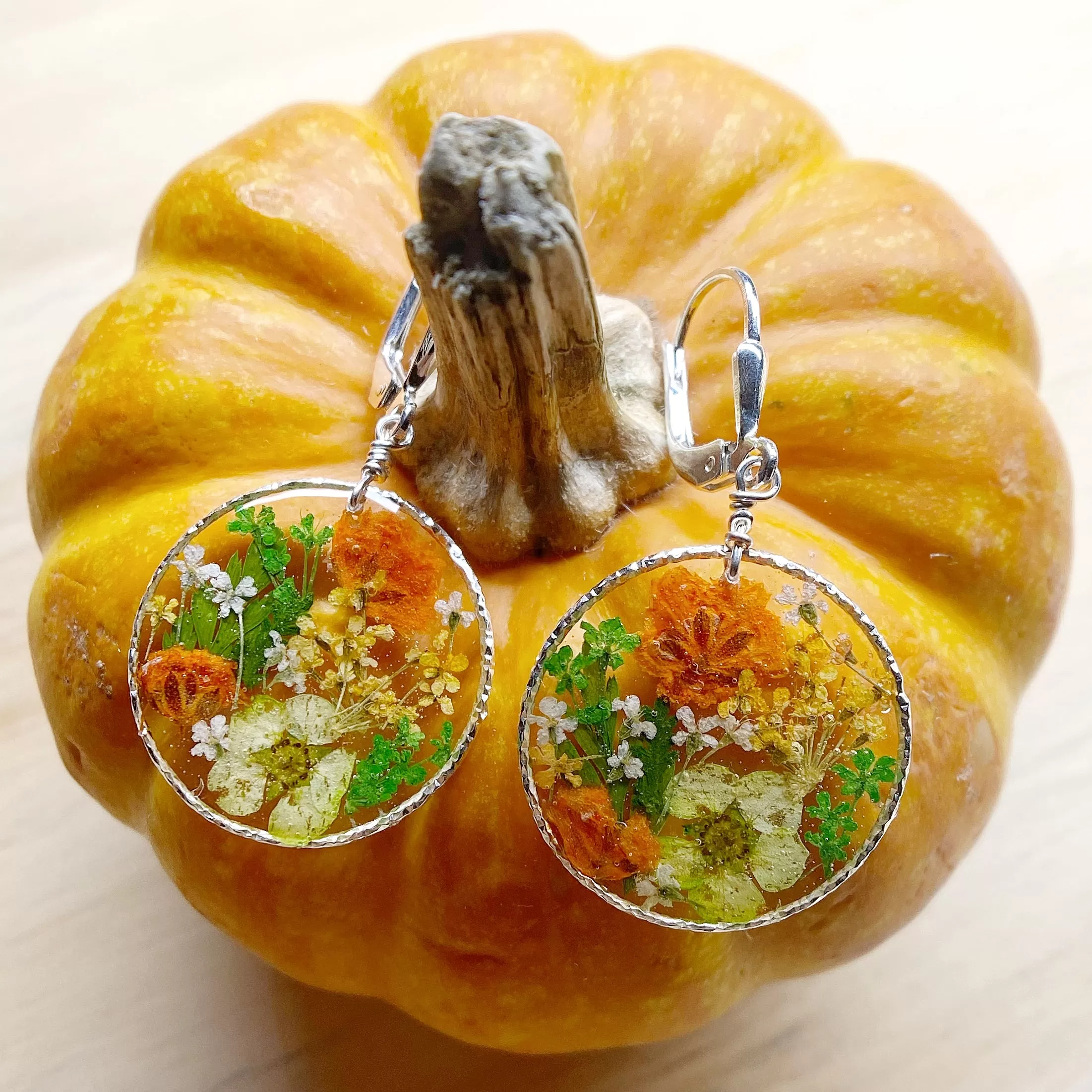 Pumpkin Orange Botanical Garden Earrings - BG76