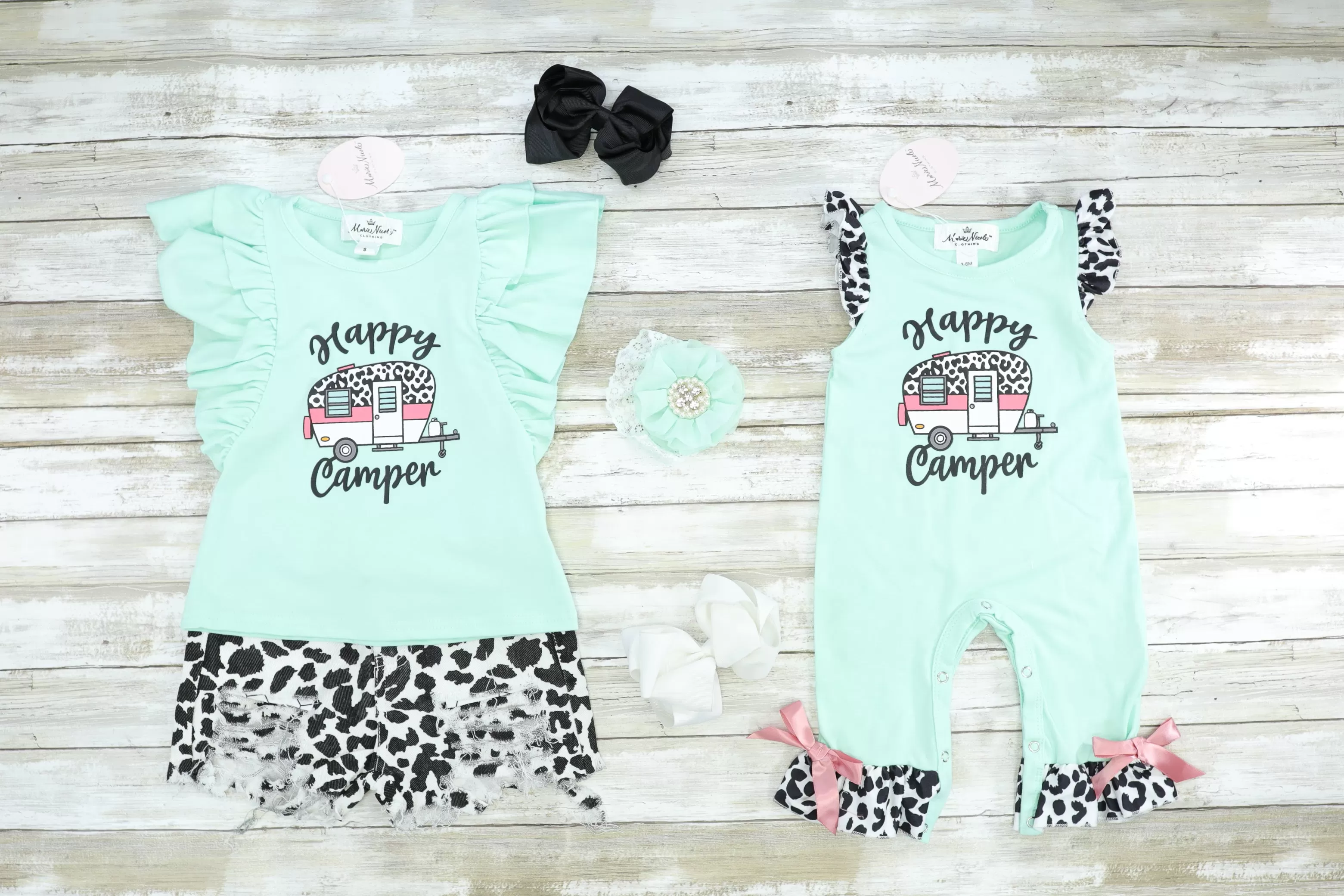 "Happy Camper" Ruffle Top & Shorts Outfit