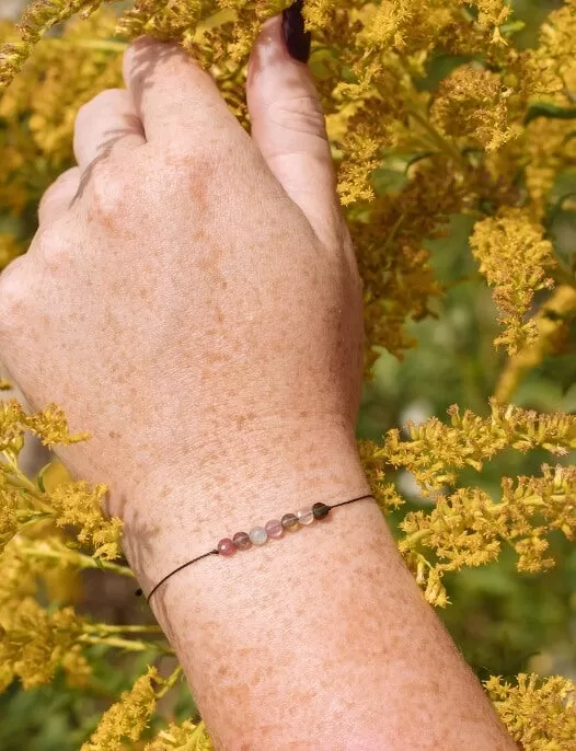 Rainbow Tourmaline Hummingbird Adjustable Bracelet for Happiness