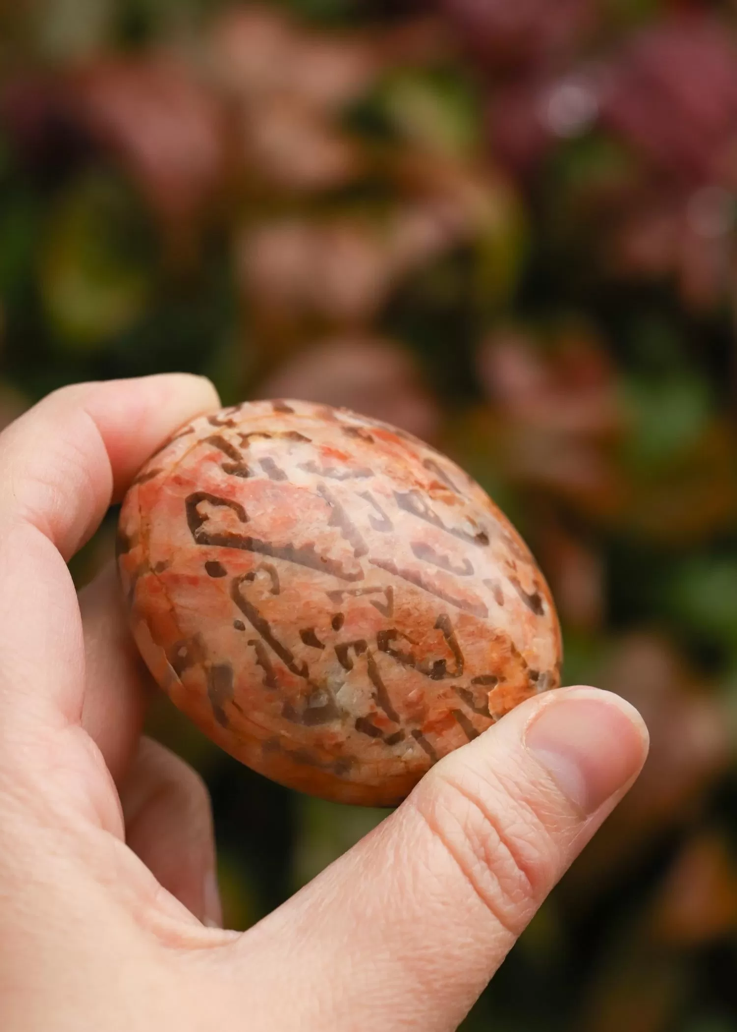 Red Graphic Feldspar Palm Stone for Success