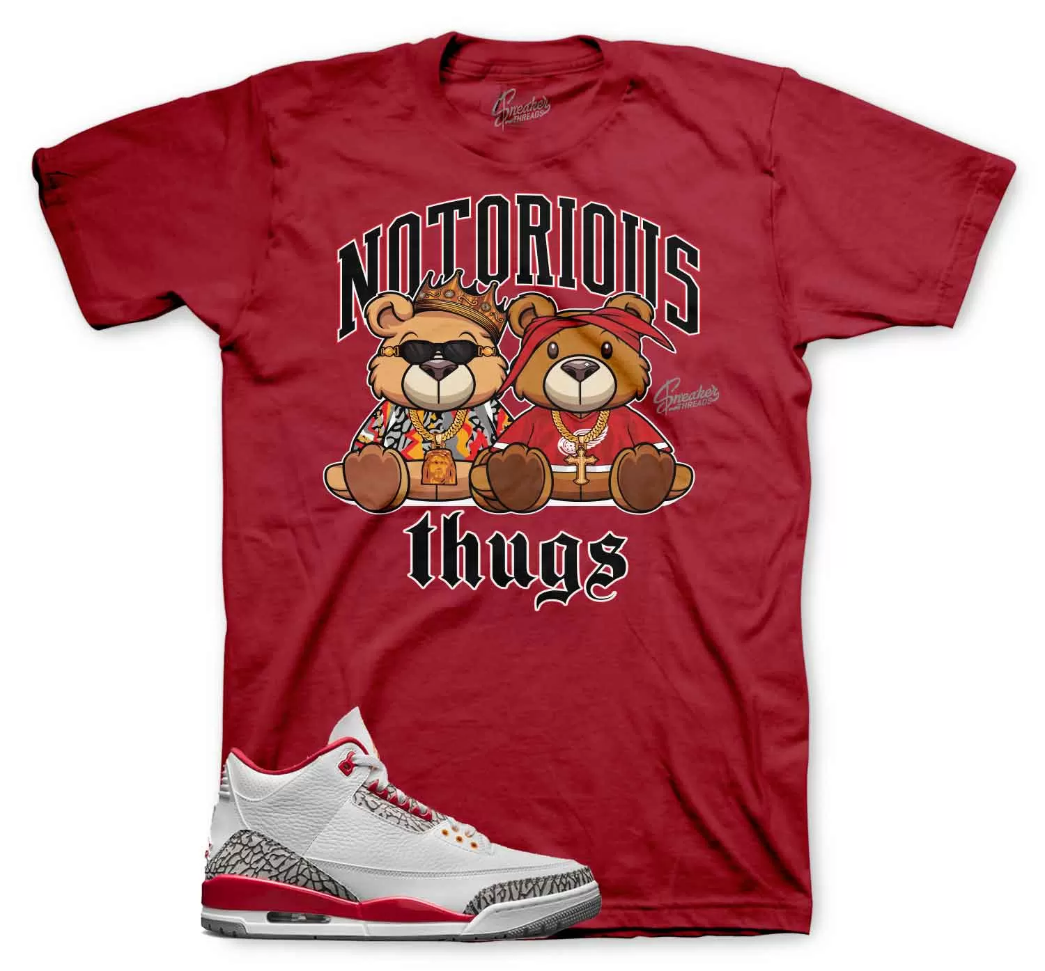 Retro 3 Cardinal Red Shirt - Thug Bears