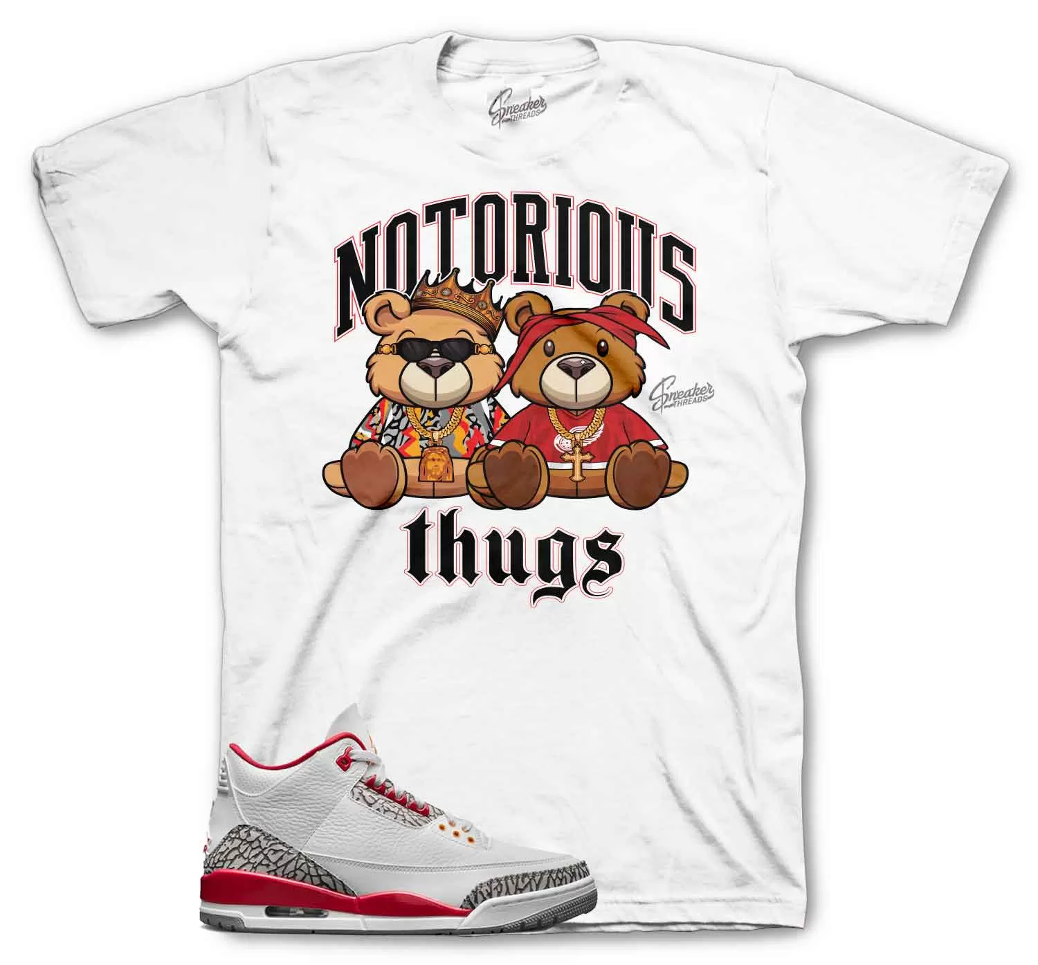 Retro 3 Cardinal Red Shirt - Thug Bears