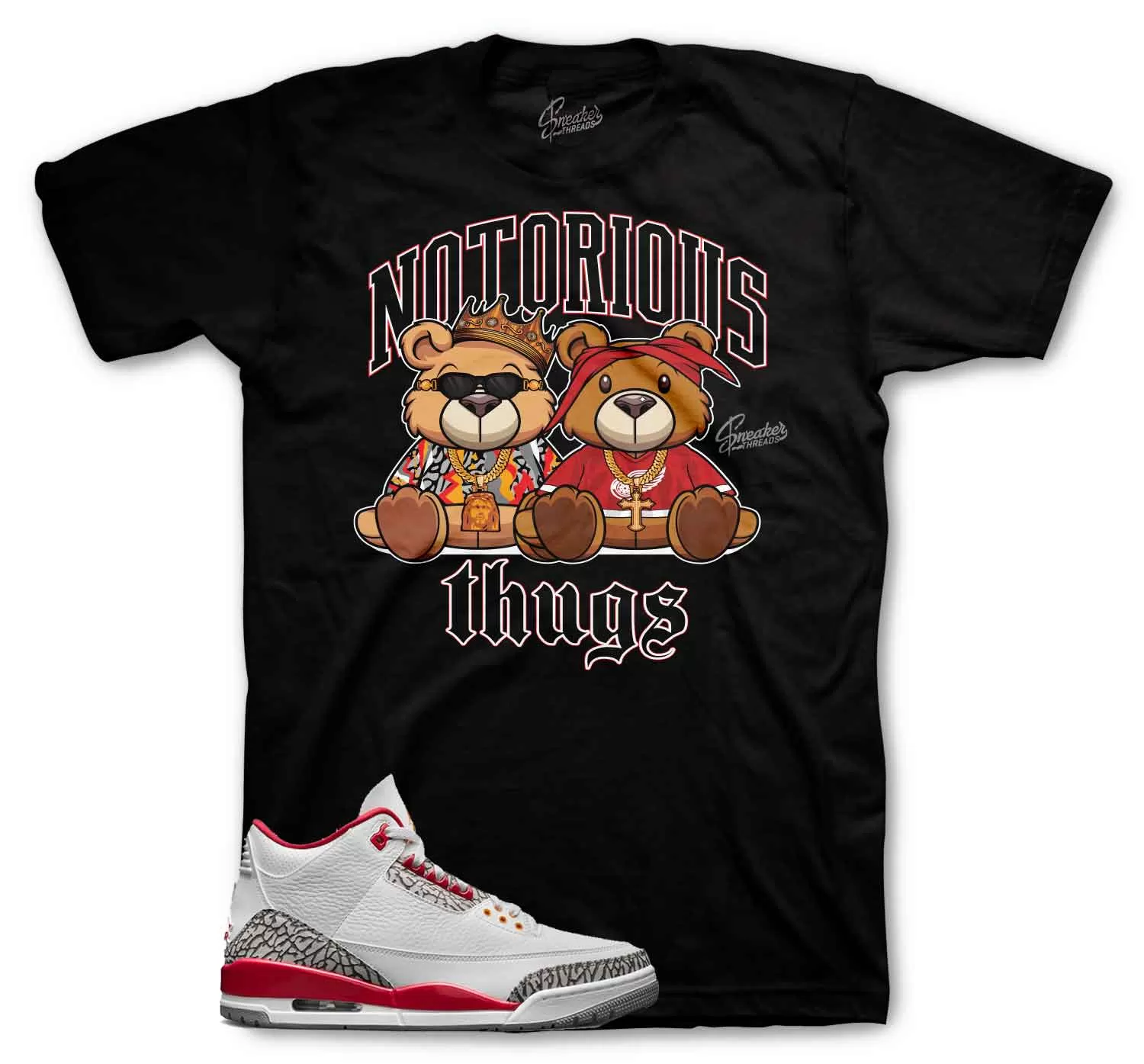 Retro 3 Cardinal Red Shirt - Thug Bears