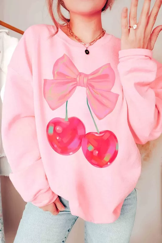 RETRO CHERRY WITH RIBBON Graphic Sweatshirt