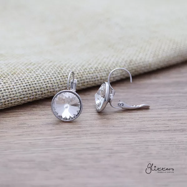 Round Crystal Hook Earrings - 5 Colour Options