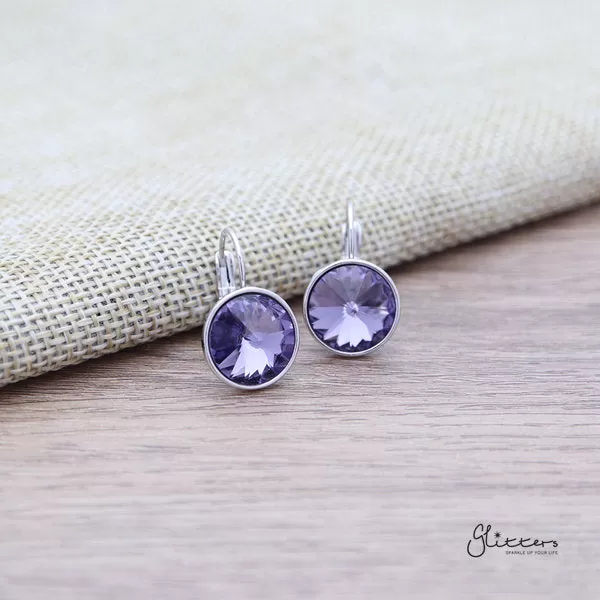 Round Crystal Hook Earrings - 5 Colour Options