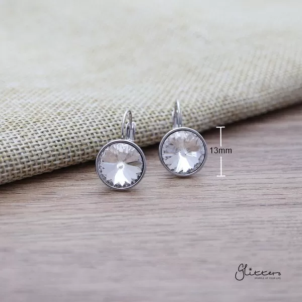 Round Crystal Hook Earrings - 5 Colour Options