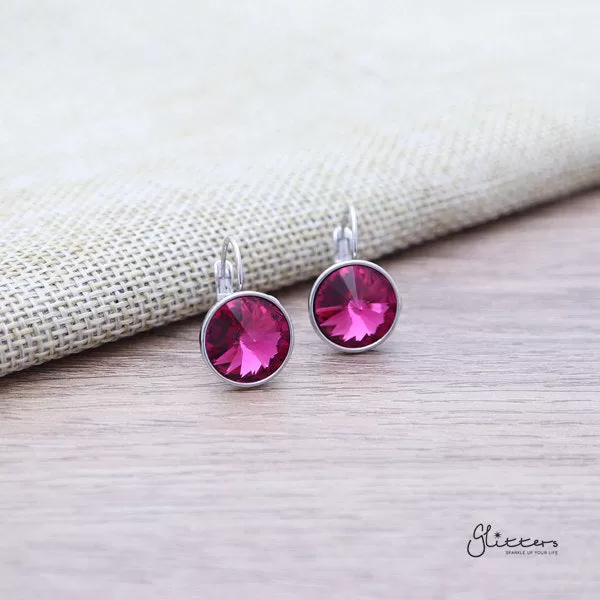 Round Crystal Hook Earrings - 5 Colour Options