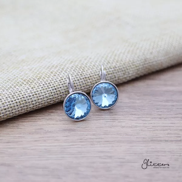 Round Crystal Hook Earrings - 5 Colour Options