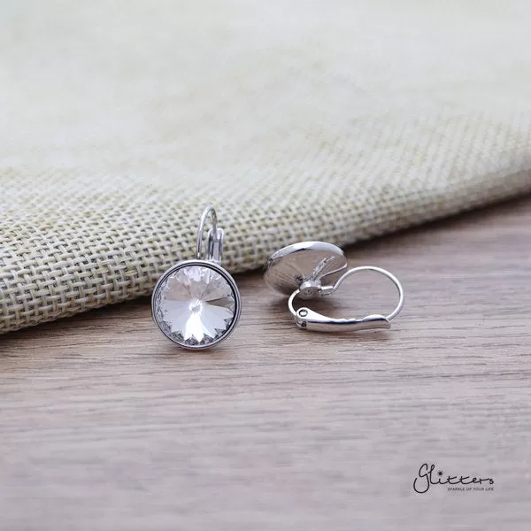 Round Crystal Hook Earrings - 5 Colour Options