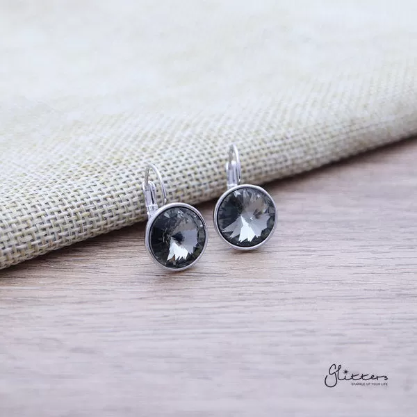 Round Crystal Hook Earrings - 5 Colour Options