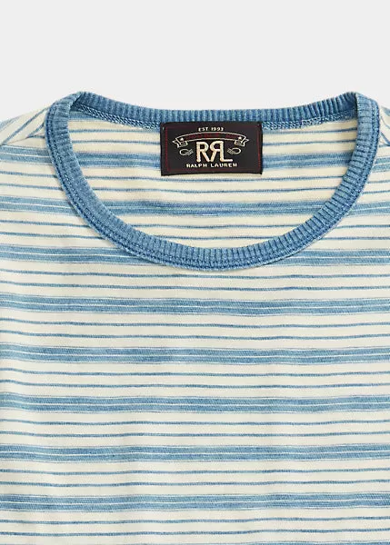 RRL Indigo Striped Jersey Ringer T-Shirt