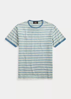 RRL Indigo Striped Jersey Ringer T-Shirt