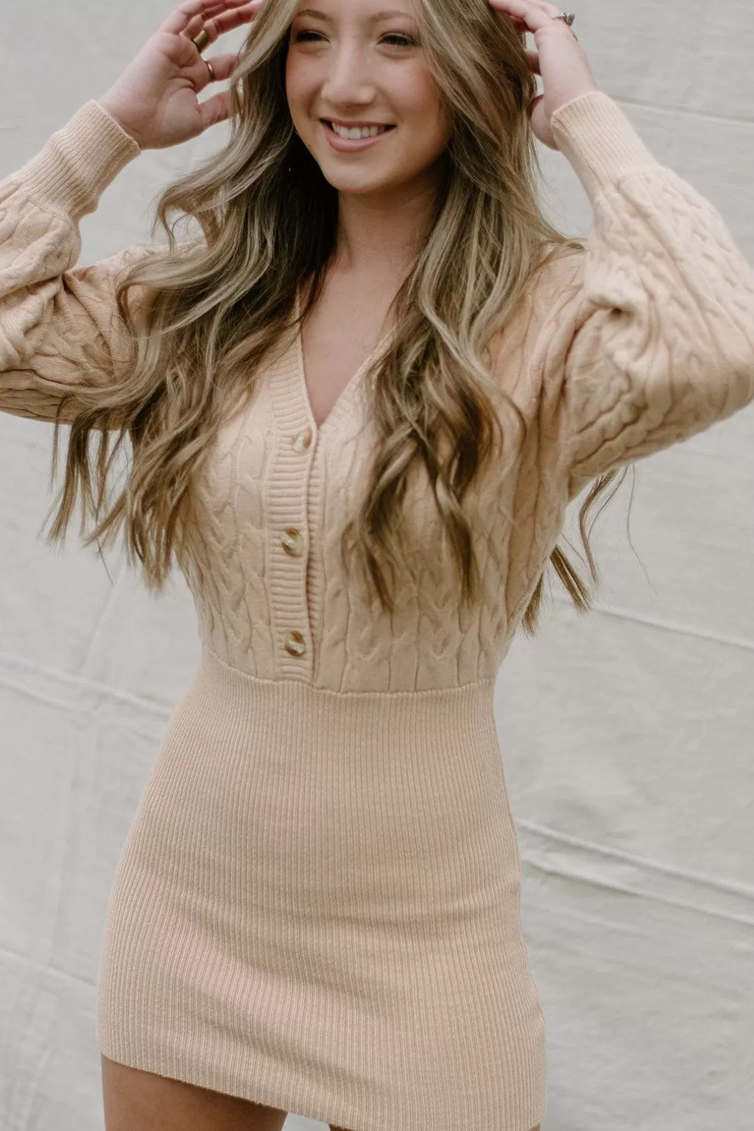 Sand Knit Sweater Mini Dress