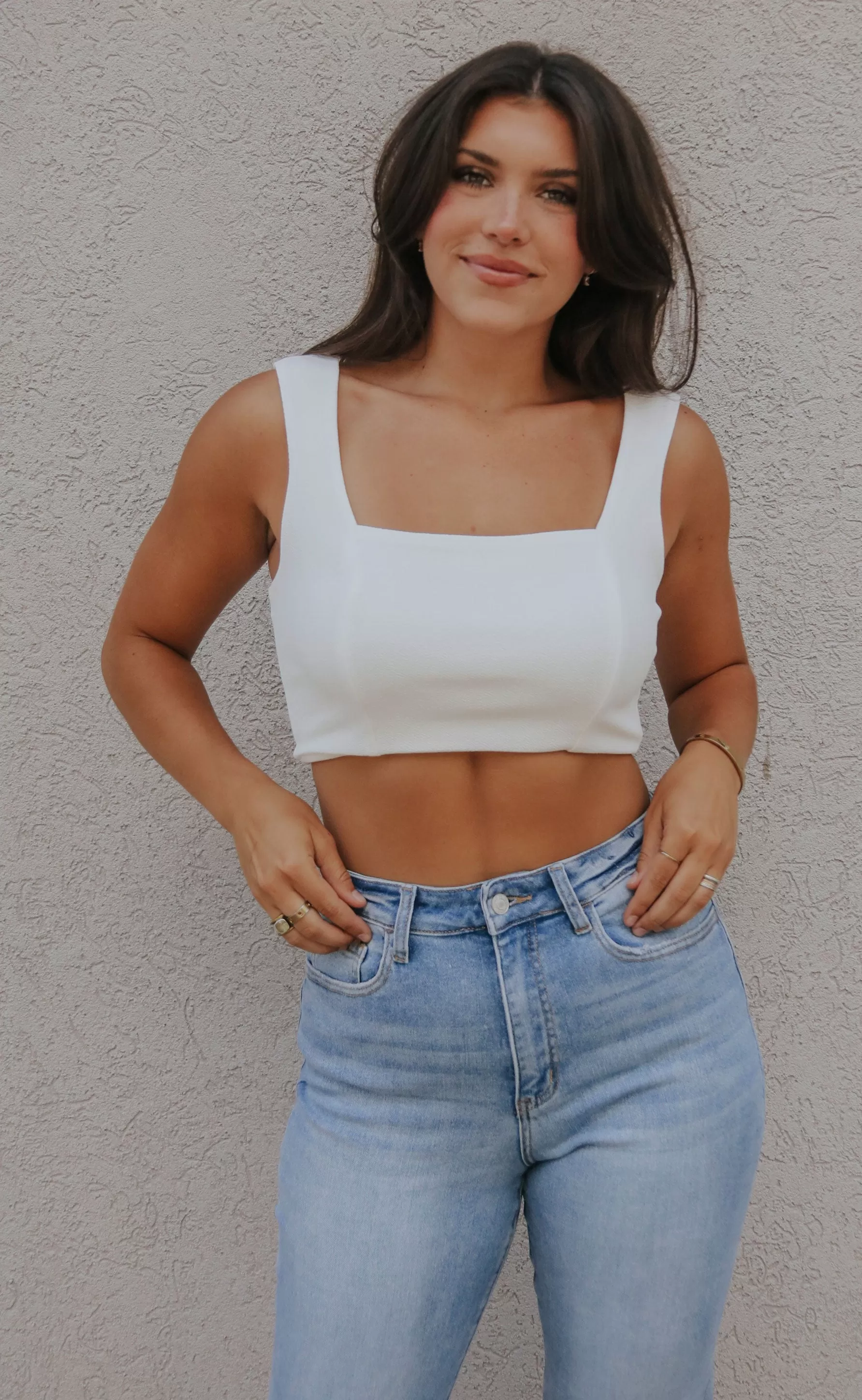 show me your mumu: ansley crop top - white stretch