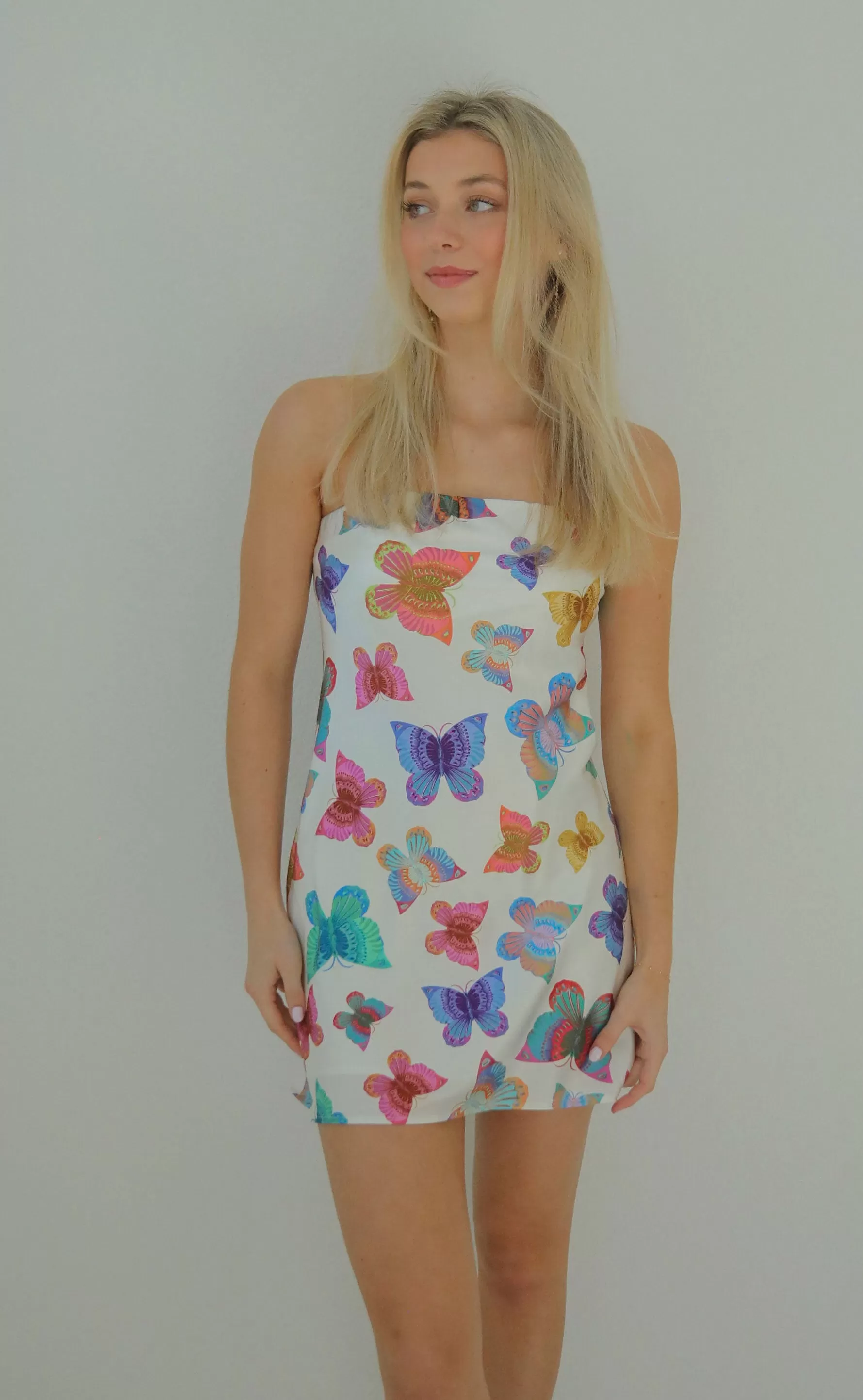 show me your mumu: taylor tube mini dress - rainbow butterflies